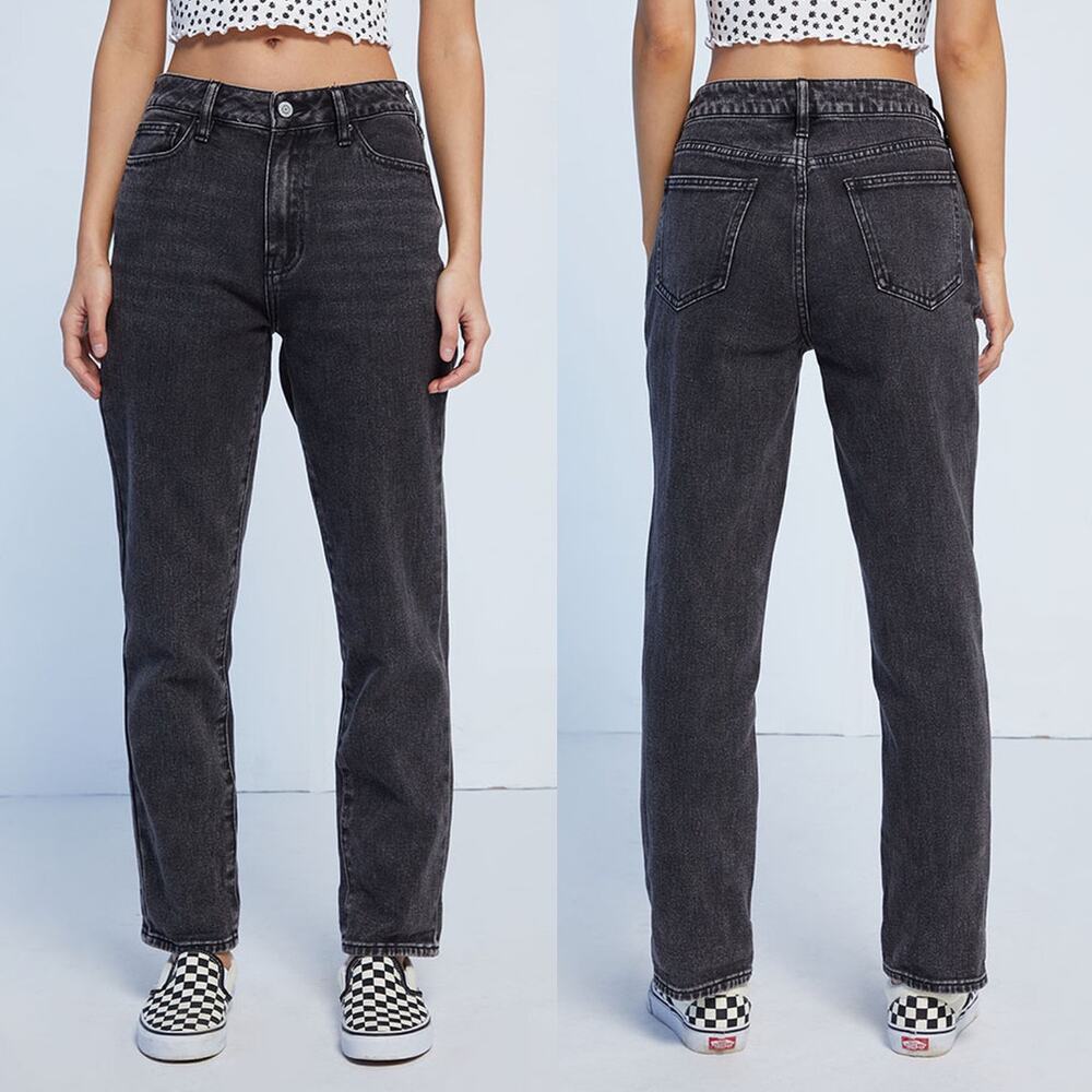 PacSun | Faded Washed Black High Rise Taper Straight Leg Mom Jeans